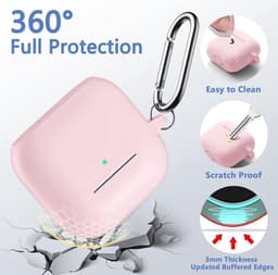 Bescherm je Airpods 4 met een siliconen hoesje / case met handig klik en ophang systeem aan broekriem - Roze — thumbnail 3