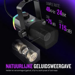 FIFINE - AM8 PRO T - USB / XLR Studio microfoon - PC-Gaming Met Flexibele RGB Arm ( 66cm! ) - Geschikt voor PC/PS4/PS5 - RGB - Podcast - Gaming - Streaming - Zwart — thumbnail 5