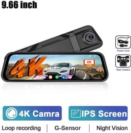 Tresaro 9.66Inch - 04K HD - Auto DVR IPS Touchscreen Dash Cam - Dual Lens - Video Recorder - WIFI Streamen - View Spiegel - zwaartekracht selectie BSD LCA — thumbnail 1