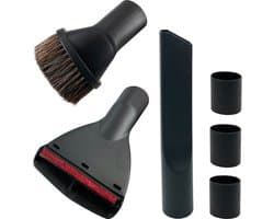 PARTS4® hulpstukken set universeel | Set bestaande uit matras zuigmond, nadenzuiger en plumeauborstel met natuurhaar | ø 35 mm inclusief ø 32 mm reduceerringen (3 stuks) | Te gebruiken voor AEG, Bosch, Miele, Nilfisk, Numatic, Siemens e.a.