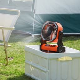 Draagbare ventilator - Staande en tafelventilator op accu - Batterij 20000 mAh - 4 Snelheden - 219 x 98 x 258 mm - Voor buiten, kamperen en reizen — thumbnail 2