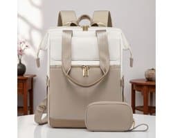 Rugzak Dames Groot, Laptop Rugzak met Laptopvak 15 Inch, Reisrugzak Dames Waterdicht, Grote Handtas Rugzak Reizen, Schooltas Modern, Zakelijke Handbagage voor Reizen Vakantie Kantoor,Kleurblokken