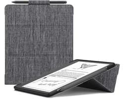 Driebladige hoes voor Kindle Scribe - Premium duurzame stoffen hoes met penhouder, automatische slaap/waakfunctie voor 10,2" Kindle Scribe, grijs