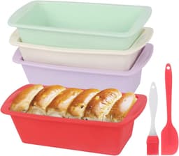 Rechthoekige siliconen bakvormset 4 stuks - Ideaal voor taarten en brood bakken in de airfryer — thumbnail 1