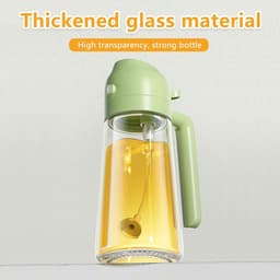 Oil Spray Bottle, 2 in 1 Spray Container, 16oz/470ml Oil Sprayer, Vinegar Spray Bottle for Air Fryer Cooking Barbecue Kitchen Salad Baking (Green) — thumbnail 2