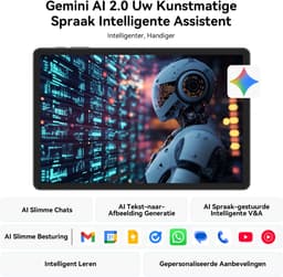 VekfulPC T50 Tablet - 24GB RAM - 128GB ROM - 11 inch - Android 16 - 8000mAh - WIFI Tablet - OTG - Grijs — thumbnail 5