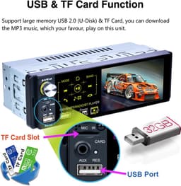 TechU™ T40 Autoradio 1 Din 4.1inch + Afstandsbediening en Stuurwielbediening – Bluetooth – USB – AUX – SD – FM radio – Handsfree bellen – Autoradio met scherm – Stembediening — thumbnail 4