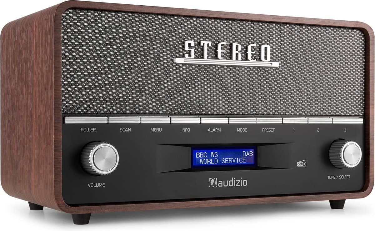 DAB radio met Bluetooth - Audizio Corno - XL FM en DAB+ radio - Retro design - Model 2025 - Op batterijen — afbeelding 1