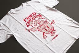 Shirt - Fried chicken - Wurban Wear | Grappig shirt | Dieet | Unisex tshirt | Fast food | Airfryer | Sport | Verwenpakket | Wit & Zwart — thumbnail 1