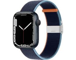 By Qubix - Geschikt voor Apple Watch bandje - Nylon bandje met klemsluiting - Navy - Geschikt voor Apple Watch 44mm / 45mm / 46mm / 49mm (Ultra 1,2 en 3) - Smartwatch bandje - nylon - bandje iWatch