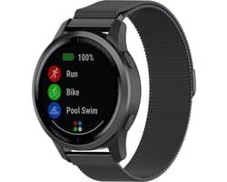 123watches milanese band - zwart - 22mm - Geschikt voor Garmin Vivoactive 4 / Venu 2 & 3 / Forerunner 255 & 265 / Overige smartwatches met 22mm bandje