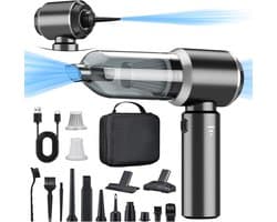 2‑in‑1 draadloze accu‑handstofzuiger en stofblazer, 18000PA sterke autostofzuiger, 3 snelheden, 200000 tpm, persluchtfunctie, multifunctionele stofzuiger voor auto, keuken, pc, bank en kantoor