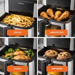 Luchtfriteuse, 8 liter, 1600-1800 W, transparant venster, touch-display, 8 programma's, anti-aanbakmand, 360° luchtkoken, gemakkelijk te reinigen — thumbnail 5