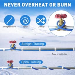 Vorstbeschermings verwarmingskabel met thermostaat, 2,8/5,5/7,6m zelfregulerende buisbegeleidingsverwarming, buisverwarmingskabel voor buisvorstbescherming, ijsvrije verwarmingsleiding ter bescherming — thumbnail 4