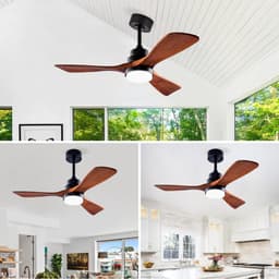 DESMIU Plafondventilator – Met Verlichting En Afstandsbediening – 107 Cm – Metaal En Hout – Zwart En Donker Walnoot – Zes Snelheden En Timer — thumbnail 3