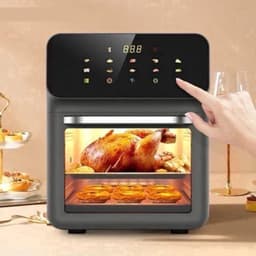 Heteluchtfriteuse – Airfryer - Airfryer Oven - 10L - 1350W - 360° Circulatie - 80°C tot 230°C - Airfryer Zonder Olie - Touchscreen - Kijkvenster - Automatisch Uitschakelen - Zwart — thumbnail 5