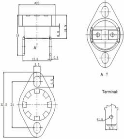 Temperatuurschakelaar KSD301 130° - normaal gesloten - 10A - ideaal voor magnetron en oven - m-winkel — thumbnail 1