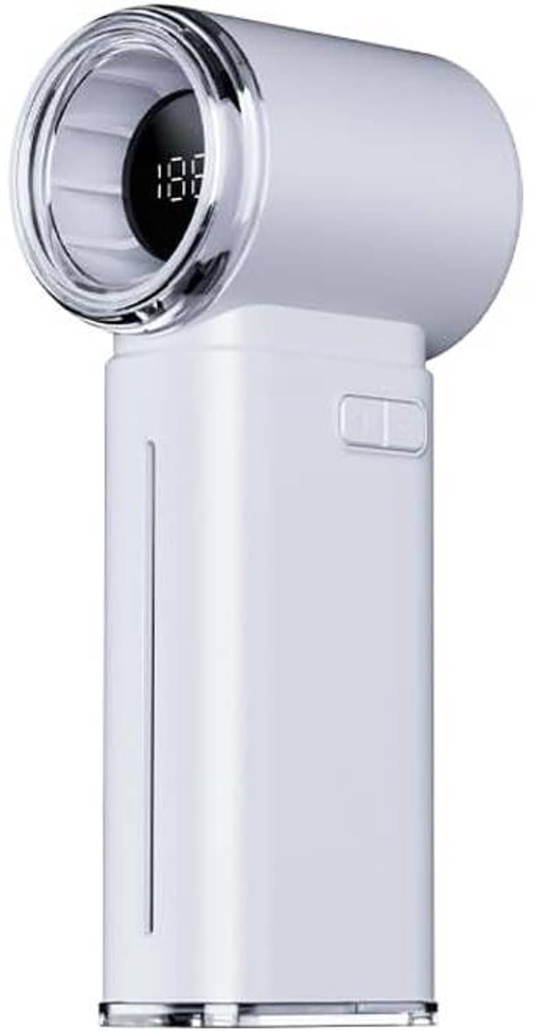 Draagbare ventilator met turbinestraal 13 m/s, 199 RPM, digitaal display Geschikt voor koele mist, USB-C - Wit — afbeelding 1