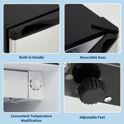 Compacte Diepvrieskast 45L - Vrijstaand - 7 Standen Thermostaat tot -22°C - Omkeerbare Deur - Hoogteverstelbare Schappen - Laag Geluid 40dB - 360° Gelijkmatige Vrieskoeling - voor Kantoor Slaapkamer & Studentenkamer — thumbnail 5