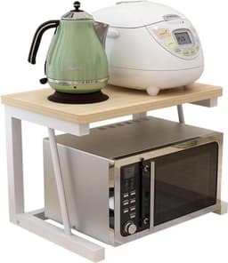 Magnetron Opbergrek Magnetron Houten Plank Stand Metalen Magnetron Rek Enkellaags Keuken Organizer Aanrecht Ruimtebesparende Stand/Houtkleur — thumbnail 1