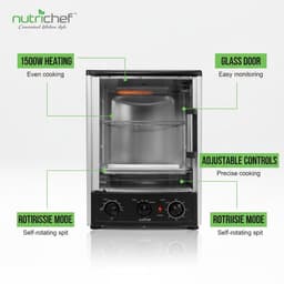 Vrijstaande Oven 24L – 1500W Heteluchtoven met Rotisserie – Timer 60 Min – Tot 240°C – Zwart — thumbnail 4