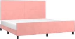 Bedframe met hoofdeinde, roze, 200 x 200 cm, fluwelen familiebed, hotelbed, bedframe voor slaapkamer, hotel, logeerkamer — thumbnail 4