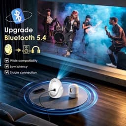 Mini Beamer Wit - Ingebouwde Apps - 4K Ondersteuning - LED Display - HDMI USB Wi-Fi Bluetooth - Voor Thuisbioscoop — thumbnail 3