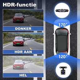 TEKROA® Dashcam Auto - Dashcams - 4 Lenzen (Voor, Achter, Links, Rechts) - 1080P Full HD - WiFi & GPS - Nachtzicht - G-Sensor - Parkeerbewaking - 3,16 Inch met App - Incl. 64GB SD-Kaart - zwart — thumbnail 5