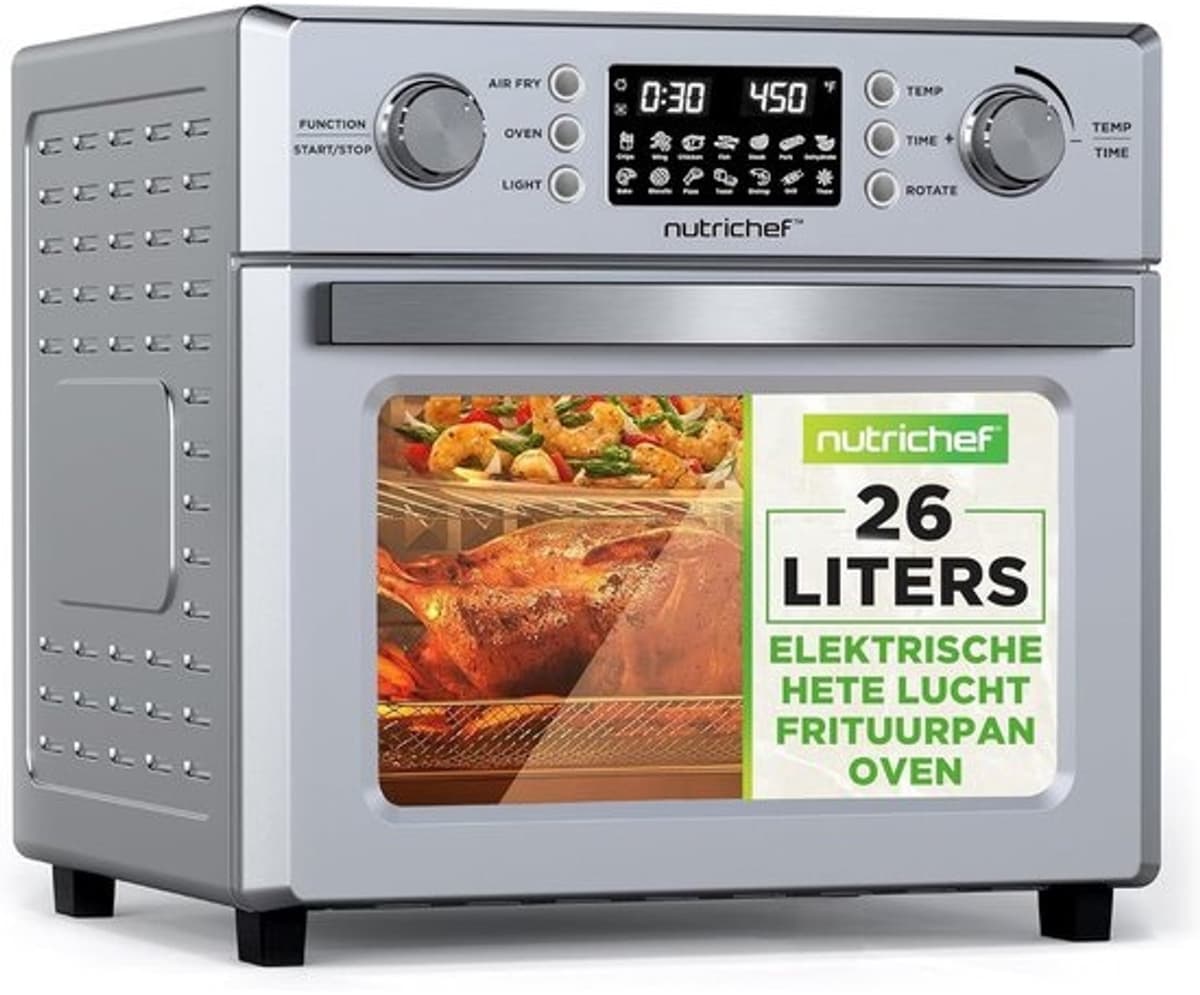 Ruime heteluchtfriteuse met draaispit - 26 Liter XXL - 1700W - 10 Voorgeprogrammeerde standen - Hete lucht & Grill — afbeelding 1