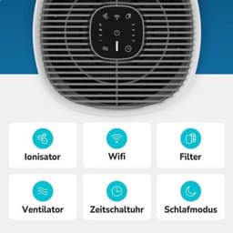 Luchtreiniger HEPA 13 Filter - Koolstoffilter - 45 Watt Vermogen - 22x22x36 cm - Wit - App Bediening — thumbnail 4