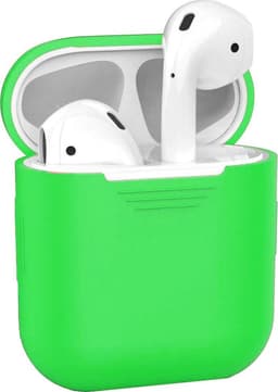 Hoesje - Geschikt voor Apple Airpods 1 - Siliconen Hoes met Clip - Silicone Case Cover - Groen — thumbnail 1