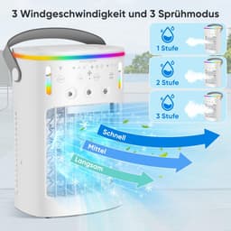 Mobiele airconditioning - mini-airconditioner voor de kamer - 4-in-1 luchtkoeler met waterkoeling - 1000 ml airconditioner zonder afvoerslang - draagbare airconditioner met 3 standen en kleurrijk licht voor de kamer — thumbnail 3
