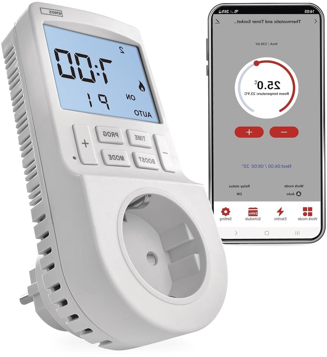 Slimme Slimme Thermostaat en Timer Stopcontact met App Bediening voor Verwarming en Koeling — afbeelding 1