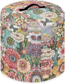 Drukpan Afdekhoes - Keukenapparaat Cover - Keuken Organiseren - Met Opbergvak - L 38cm x 36cm - Bloemenprint Roze — thumbnail 4