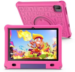 SnelShoppen - Kindertablet 10 inch Android 12 met 3GB RAM, 64GB opslag, IPS HD Scherm, Educatieve Apps, Kindveilige Hoes, Roze, Wifi — thumbnail 1