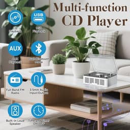 Bluetooth CD Speler - Radio CD Speler - Ondersteunt Meerdere Afspeelmodi - Bluetooth 5.0 - Wit — thumbnail 5