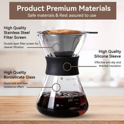 Dailygoods- Koffiepot 400 ml - Glazen Koffiezetapparaat - Herbruikbaar Filter Roestvrij Staal - Handmatige Koffiedruppelaar - Borosilicaatglas - Gepersonaliseerde Koffie — thumbnail 5