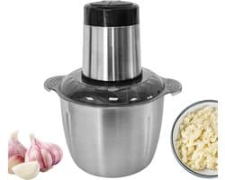 Vlees Hakker - Keukenmachine - Maaltijdvoorbereiding - Dubbel 4-messensysteem - 2L Capaciteit - Zilverkleurig