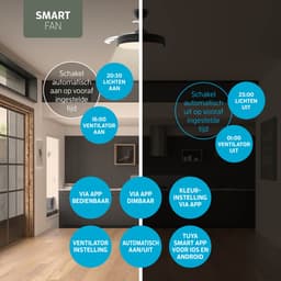 Varin® Smart Plafondventilator met verlichting - Zwart - Tuya Wifi - LED 36W RGBW - Ø 50cm/108cm - Super stil - Smart lamp - Plafondlamp slaapkamer - Plafonniere woonkamer - Plafondlampen - Plafond lamp - Verlichting kinderkamer - Ventilator — thumbnail 5