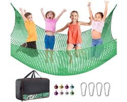 valbeschermingsnet, klimnet voor kinderen buiten, 4 mm dik touw, gaten van 4 cm, voor buiten valbeschermingsnet, speelplaats, buiten en binnen (groen, 2 x 3)