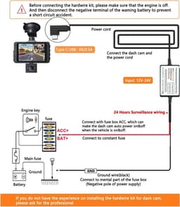 Dash Cam Hardwire Kit, Micro USB L-connectorpoort, Laagspanningsbeveiliging voor Dash Cam-camera's, DC 12V - 24V naar 5V/2.5A Max Autoladerkabelset met zekering — thumbnail 2