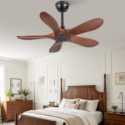 Plafondventilator 36 inch zonder verlichting - zes-snelheden omkeerbare ventilator - antidiefstalmodus - geheugenfunctie voor snelheid - vijf massief houten bladen - ideaal voor kleine appartementen, serres en patio's — thumbnail 3