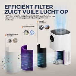 Hutjemutje - luchtreiniger - met luchtbevochtiger - air purifier - 2-In-1 - H13 Hepa Filter - ≤30 dB - dekking van 35-60 m² - voor allergieën en huisdieren haar - wit — thumbnail 2