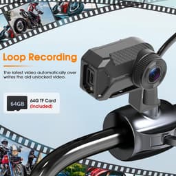 SnelShoppen - Motorfiets Dashcam 1080P HD Waterdicht IP66 Geïntegreerd WiFi 110° Groothoek Ringopname Mini Draagbaar met Montagekit — thumbnail 5