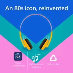 PHILIPS TAMS1YL/00 De Ringo Duo - Draadloze On-Ear Koptelefoon - Bluetooth 6.0 - Tot 26 Uur Batterijduur - USB-C Audio - 40 mm Drivers - Multipoint - Verwisselbare Oorkussens - Geel — thumbnail 4