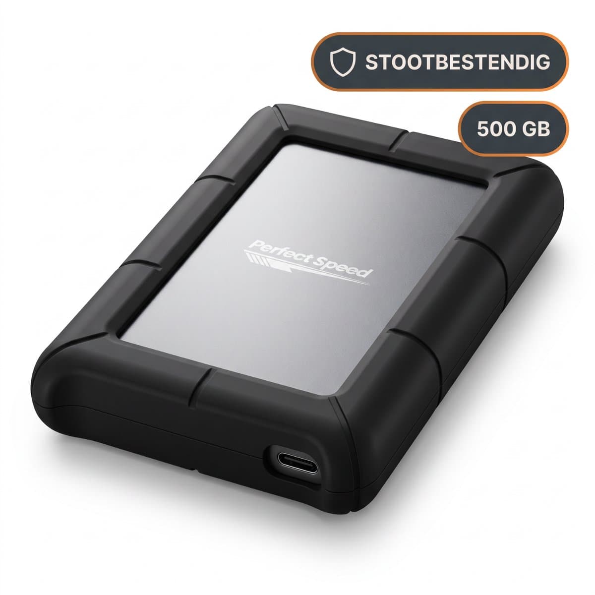 Perfect Speed Externe Harde Schijf 500GB - Externe HDD - USB 3.2 - 1600 Mbps (200 MBs) - USB-C - Schokbestendig - 5 Jaar Garantie — afbeelding 1