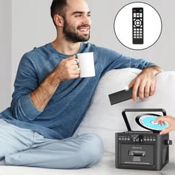 All-in-1 Speler - Retro CD Speler - Cassettespeler - Bluetooth Luidspreker - FM - USB & SD & AUX - 5000mAh - Opnemen - Afstandsbediening - Voor Slaapkamer Woonkamer en Kantoor - Cadeau — thumbnail 5