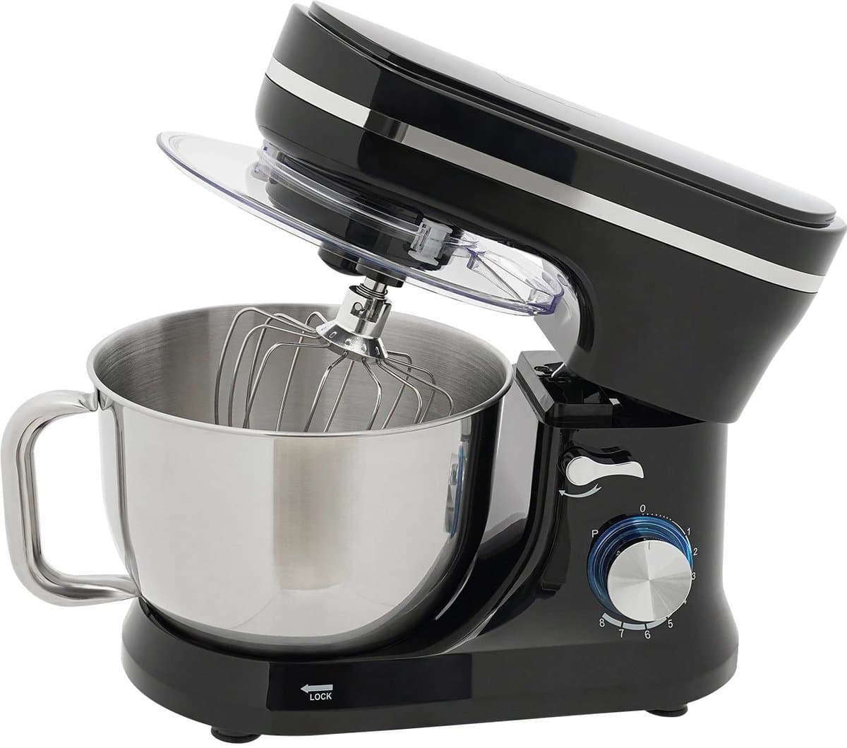 DIMICO - Mixer - Keukenmachine - Keukenmixer met Mengkom - 4,5L - RVS - 1000W - 8 Snelheden - Inclusief Deeghaak, Garde en Klopper — afbeelding 1