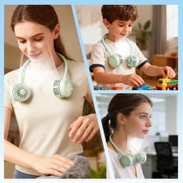Nekventilator (knopmodel) - 64×64×48 mm - Slanglengte 42 cm - Flexibel en opvouwbaar - Handsfree ventilator zonder bladen - 3 windsnelheden - Stil en lichtgewicht - Geschikt voor reizen, sporten, kantoor en buitenactiviteiten - Milieuvriendelijk — thumbnail 2