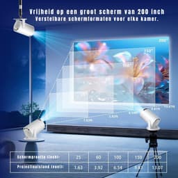 QIN® Draagbare beamer - Beamer - Projector - Mini Beamer - Wit - 11cm x 11cm x 17cm — thumbnail 5